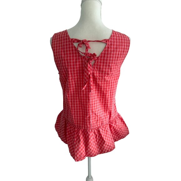 J CREW Gingham Peplum Tie Back Tank Top Size Small - Picture 7 of 7